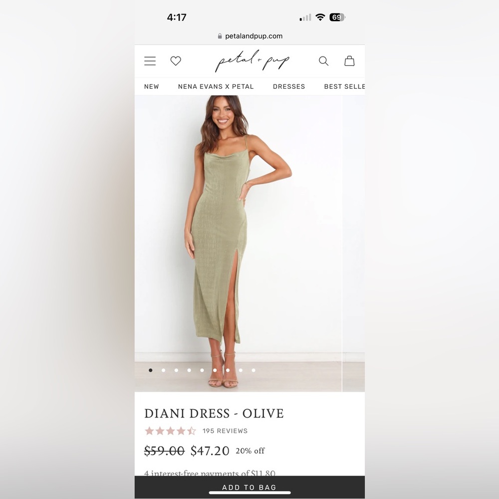 COPY - Petal & Pup light olive dani midi dress